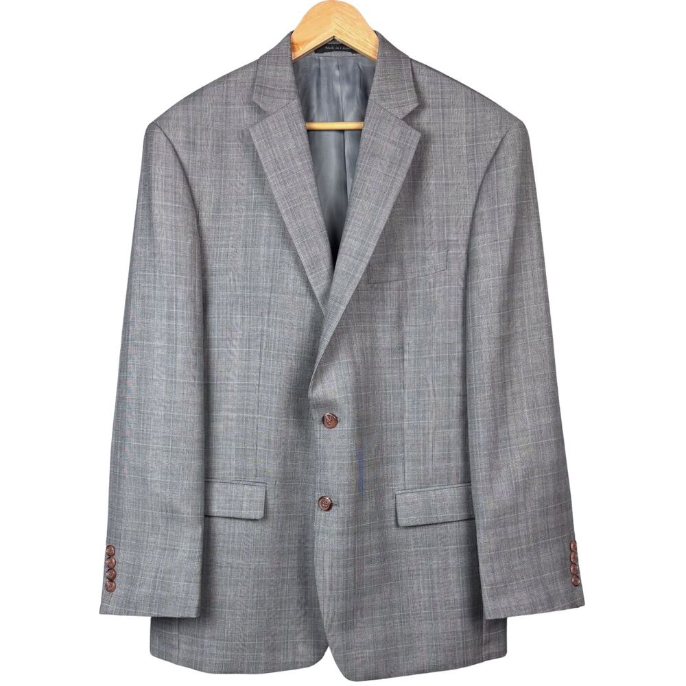 Lauren Ralph Lauren Blazer Mens 100% Wool Plaid Sport Coat 2-Button 42R Gray